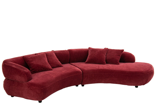 4 Seater Sofa + 4 Cushions Plywood/Fabric Burgundy