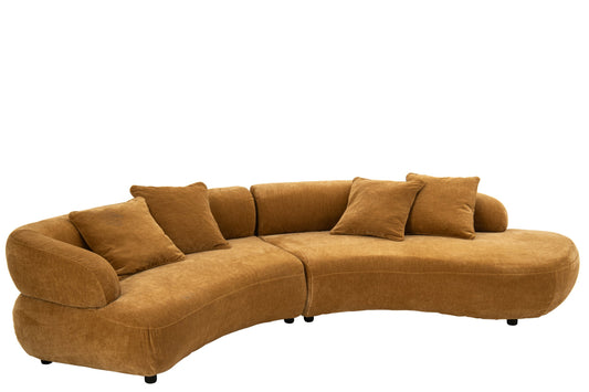 4 Seater Sofa + 4 Cushions Plywood/Fabric Mustard Yellow