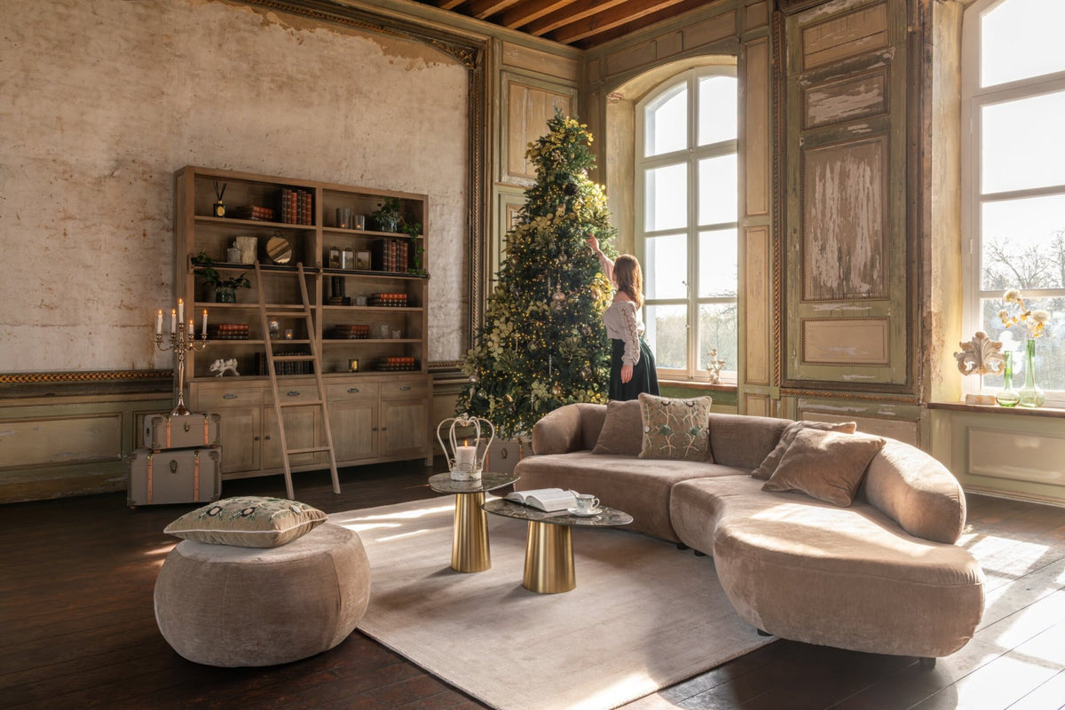 4 Seater Sofa + 4 Cushions Plywood/Fabric Taupe