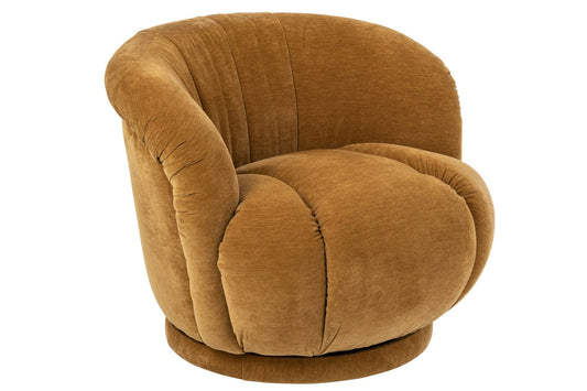 Armchair Swivelling Plywood/Fabric Mustard Yellow
