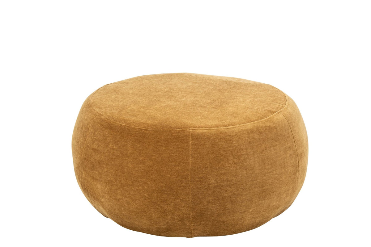 Pouffe Round Plywood/Fabric Mustard Yellow