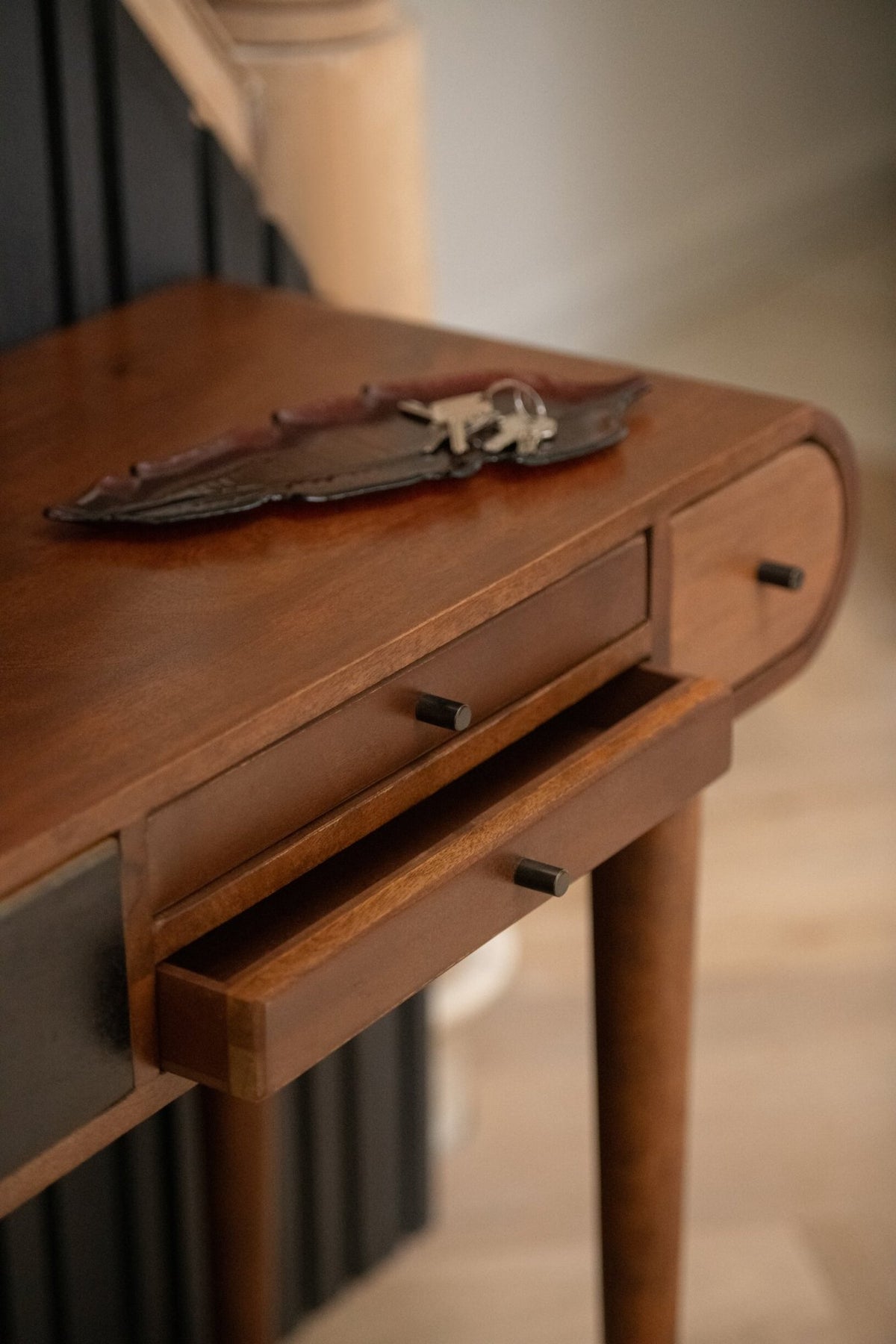 Console Multi Drawers Mango Wood Natural/Black