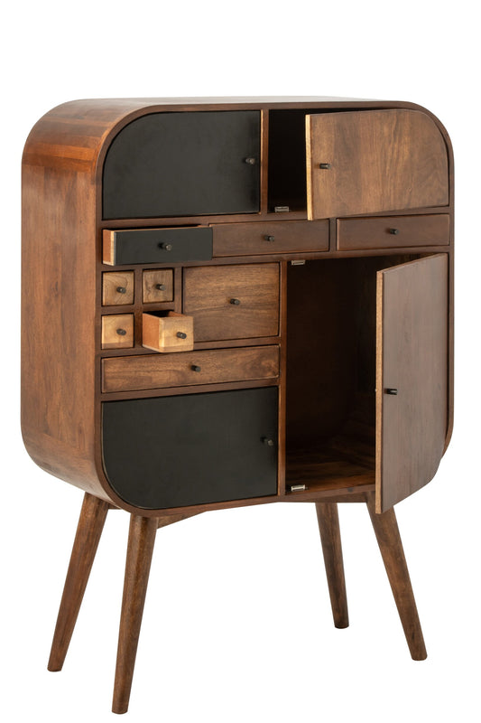 Cabinet Multi Drawers Mango Wood Natural/Black