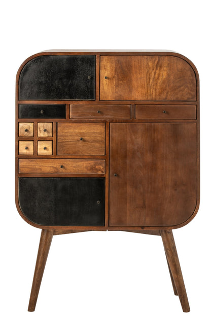 Cabinet Multi Drawers Mango Wood Natural/Black
