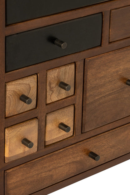 Cabinet Multi Drawers Mango Wood Natural/Black