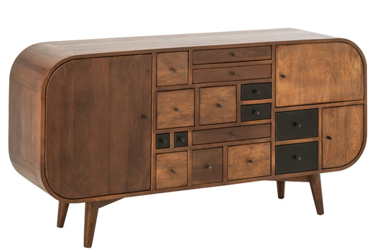 Sideboard Multi Drawers Mango Wood Natural/Black