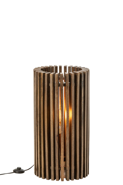 Table lamp ribbed mango wood dark brown
