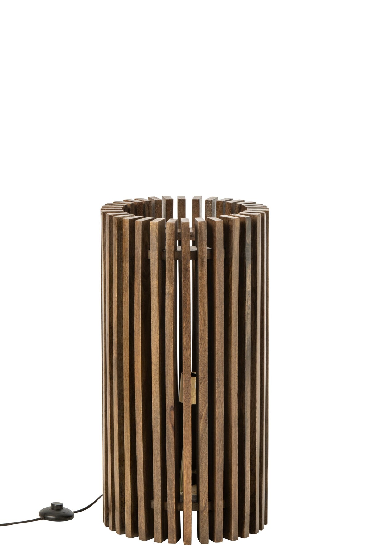 Table lamp ribbed mango wood dark brown