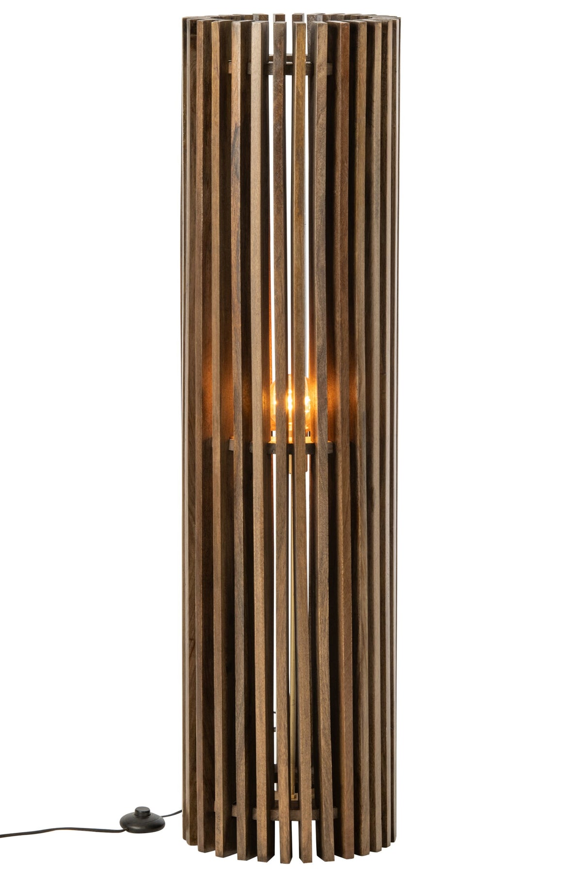 Ribbed mango wood floor lamp dark brown