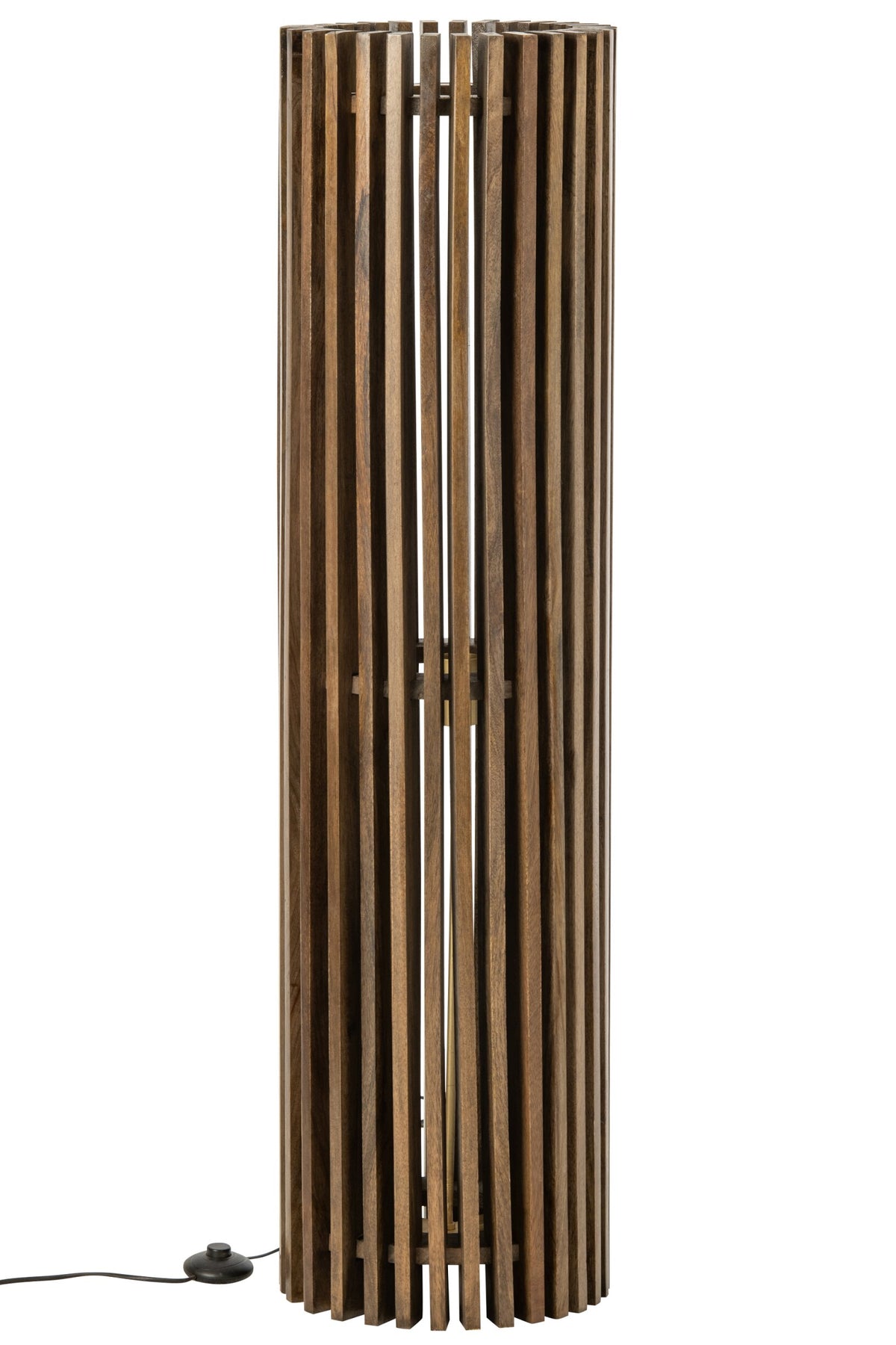 Ribbed mango wood floor lamp dark brown