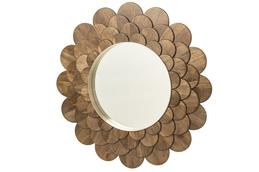 Wall Mirror Flowers Mango Wood Dark Brown