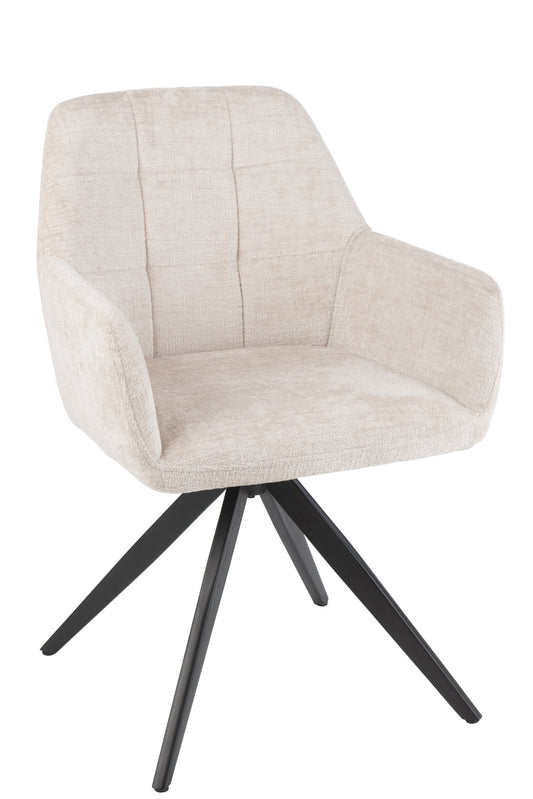 Dining Chair Louna Swivel Back Iron Ecru