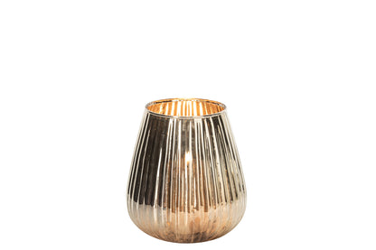 Kaarshouder Chroom Glas Goud Small