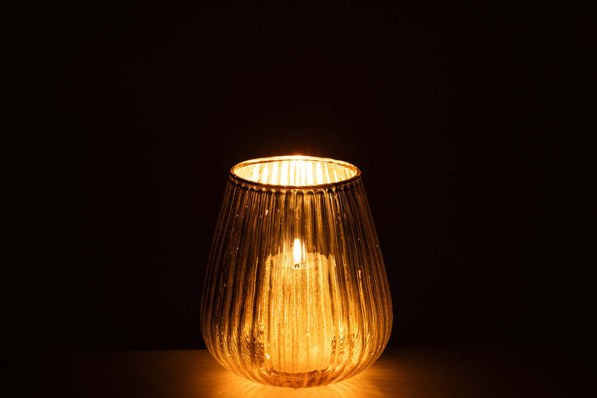 Kaarshouder Chroom Glas Goud Small