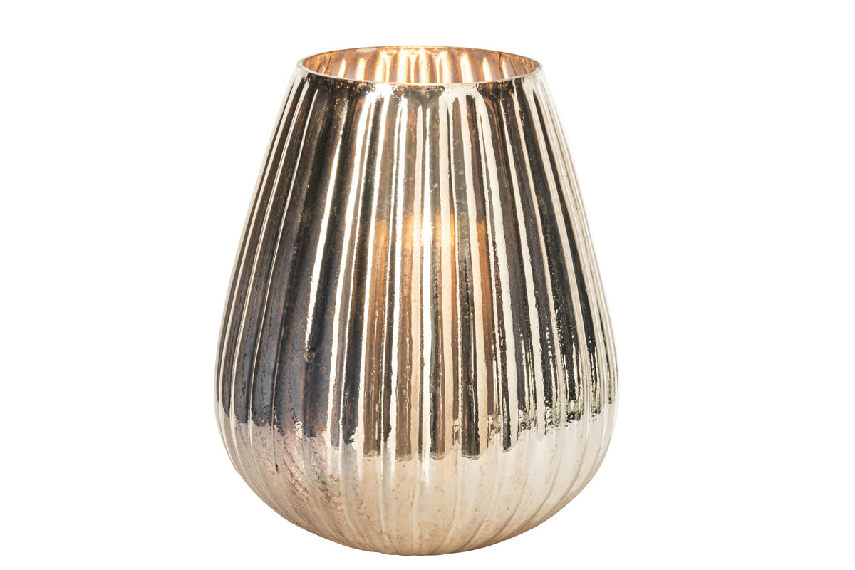 Kaarshouder Chroom Glas Goud Large
