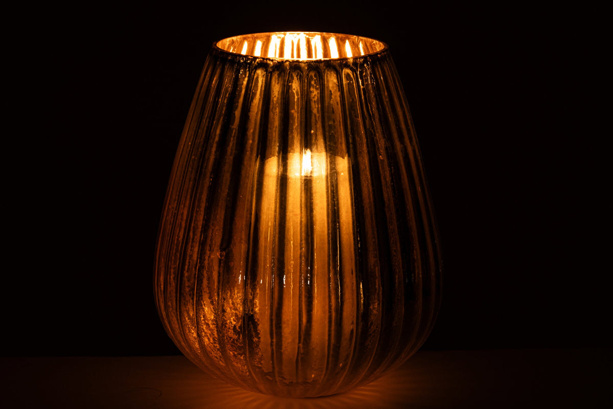 Kaarshouder Chroom Glas Goud Large