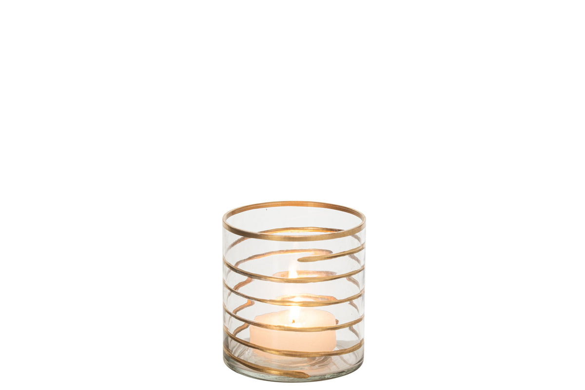 Kaarshouder Glas Goud/Transparant Small