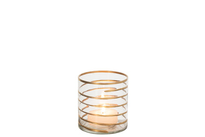 Kaarshouder Glas Goud/Transparant Small