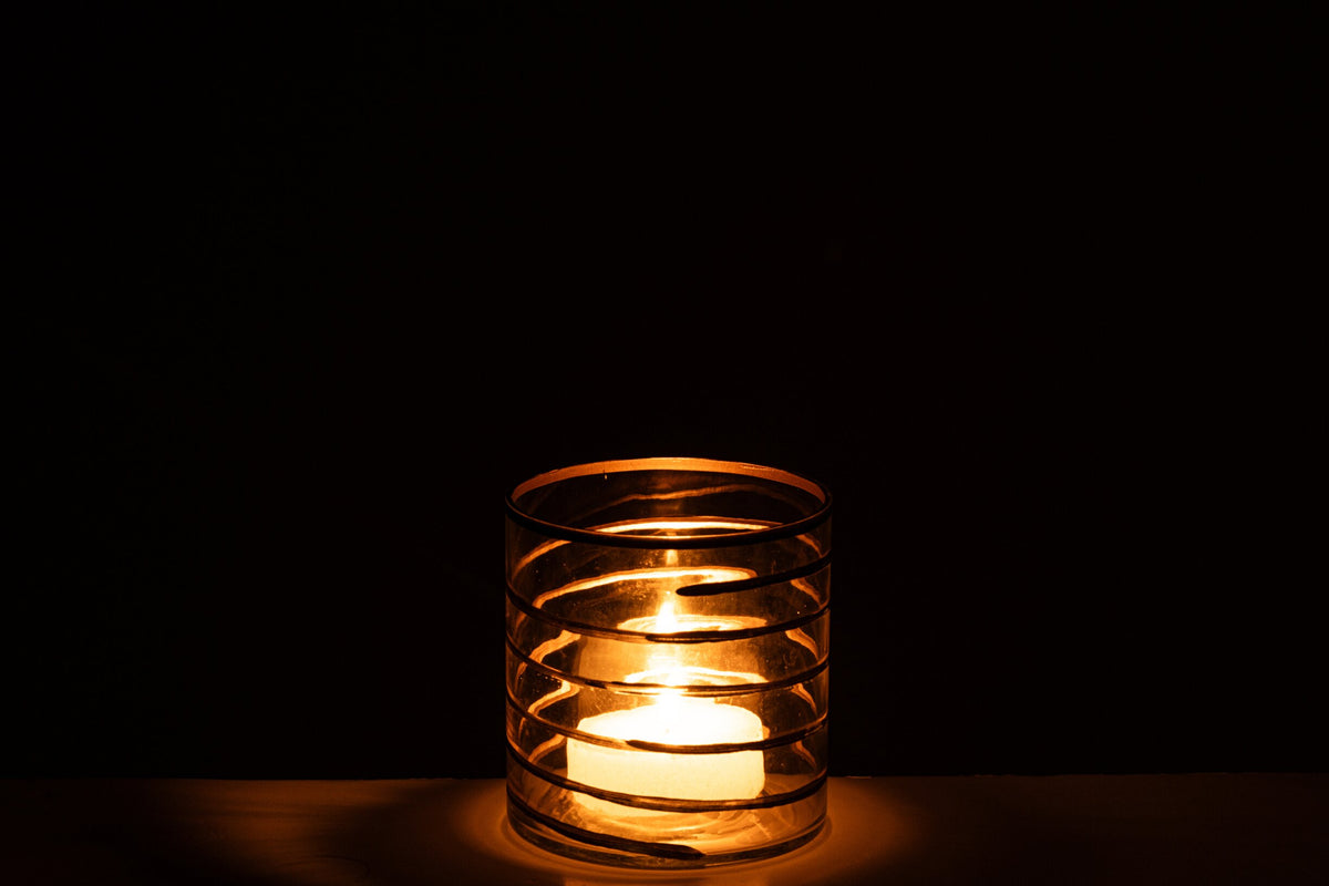 Kaarshouder Glas Goud/Transparant Small