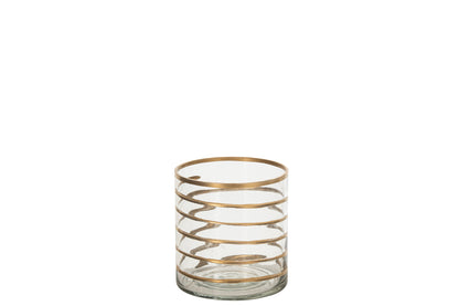 Kaarshouder Glas Goud/Transparant Small