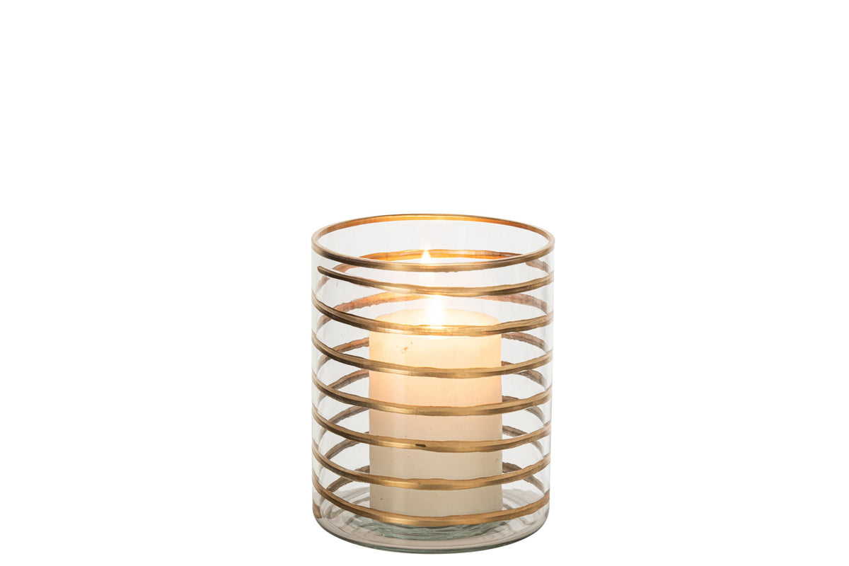 Kaarshouder Glas Goud/Transparant Medium