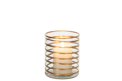 Kaarshouder Glas Goud/Transparant Medium