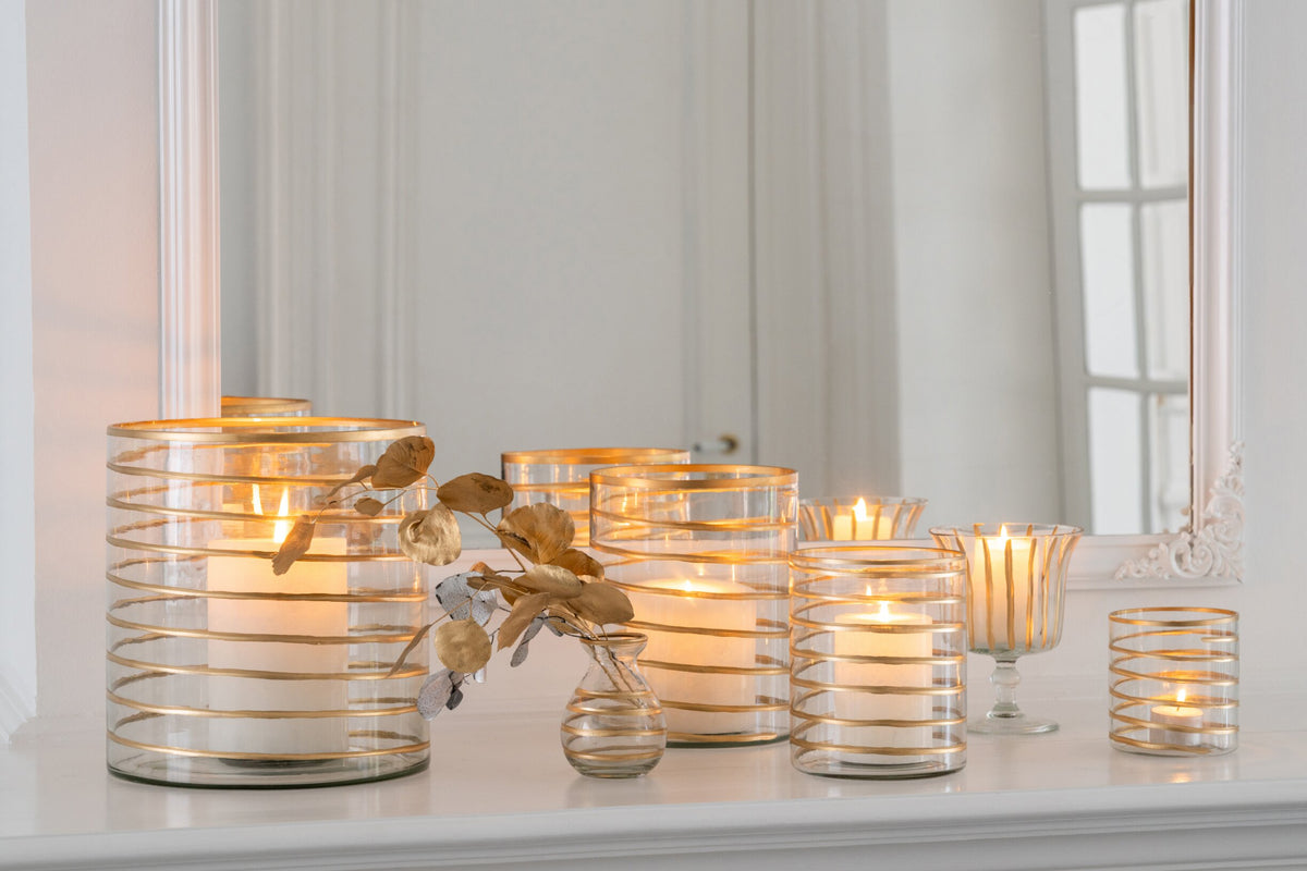 Kaarshouder Glas Goud/Transparant Medium