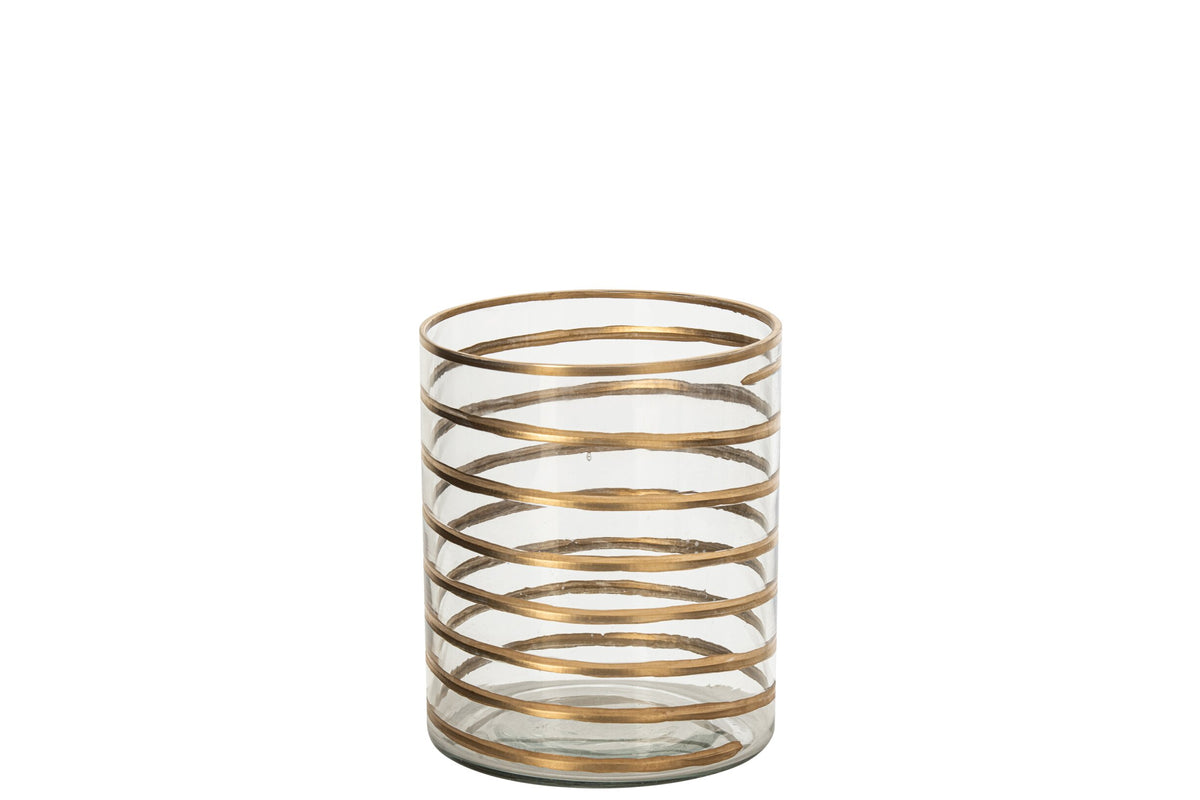 Kaarshouder Glas Goud/Transparant Medium