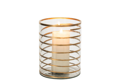 Kaarshouder Glas Goud/Transparant Large