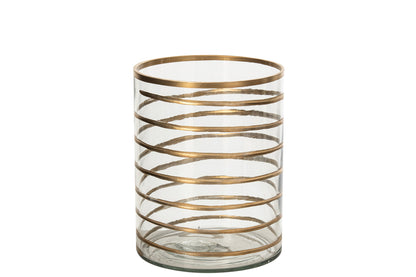 Kaarshouder Glas Goud/Transparant Large