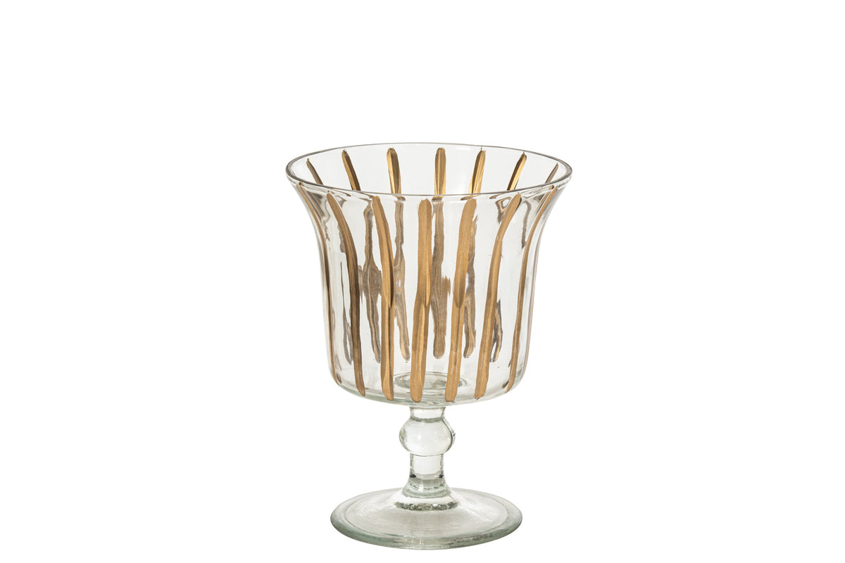 Kaarshouder Ronde Basis Glas Goud/Transparant