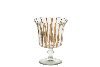 Kaarshouder Ronde Basis Glas Goud/Transparant