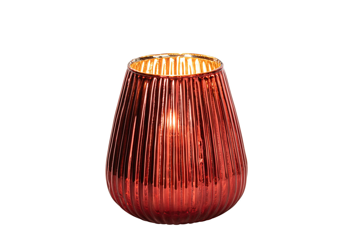 Kaarshouder Chroom Glas Rood Large