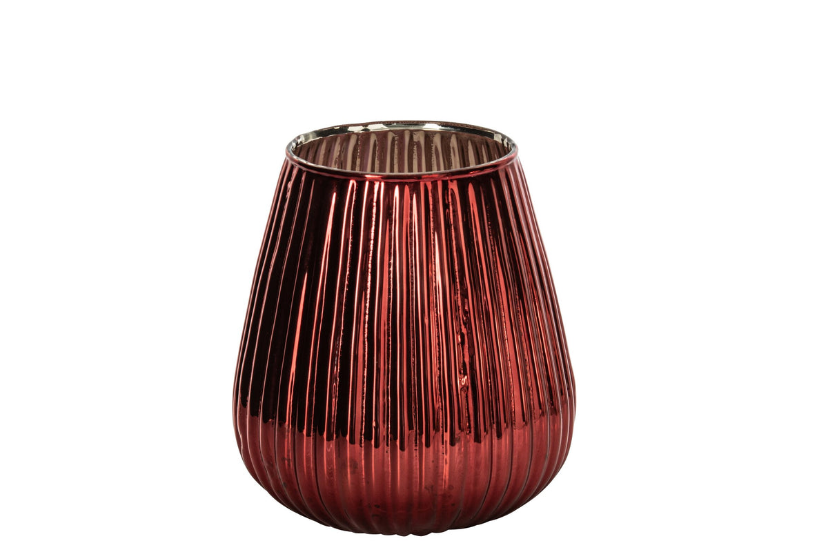 Kaarshouder Chroom Glas Rood Large