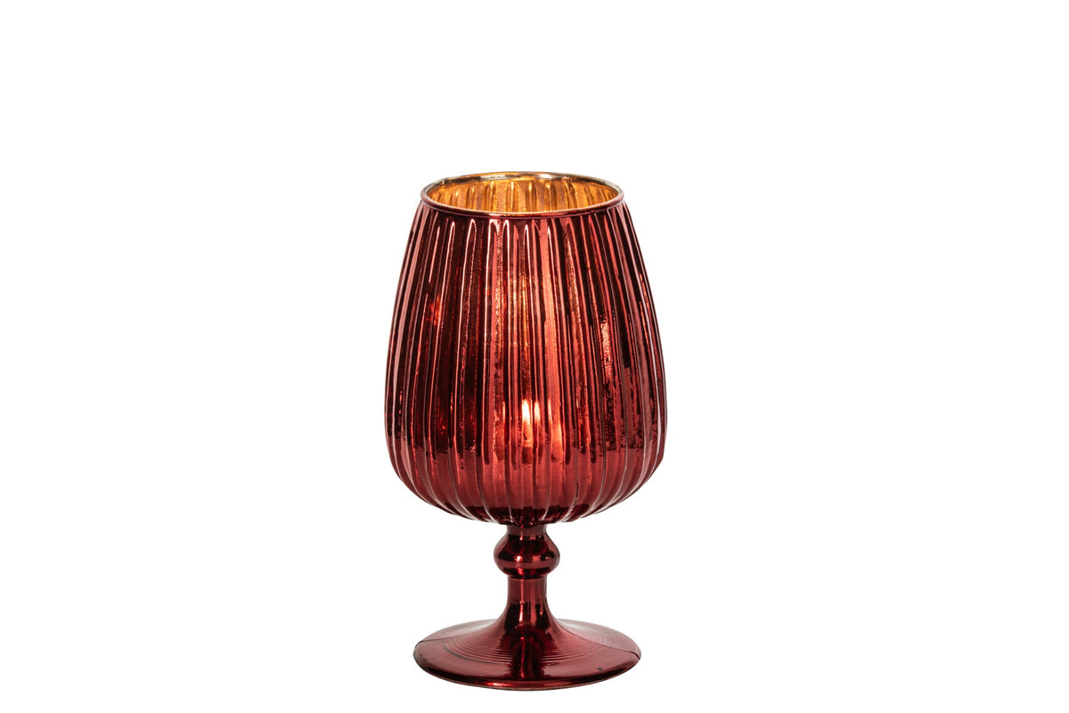 Kaarshouder Chroom Glas Rood
