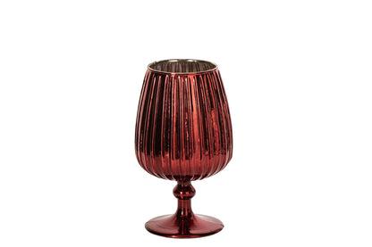 Kaarshouder Chroom Glas Rood