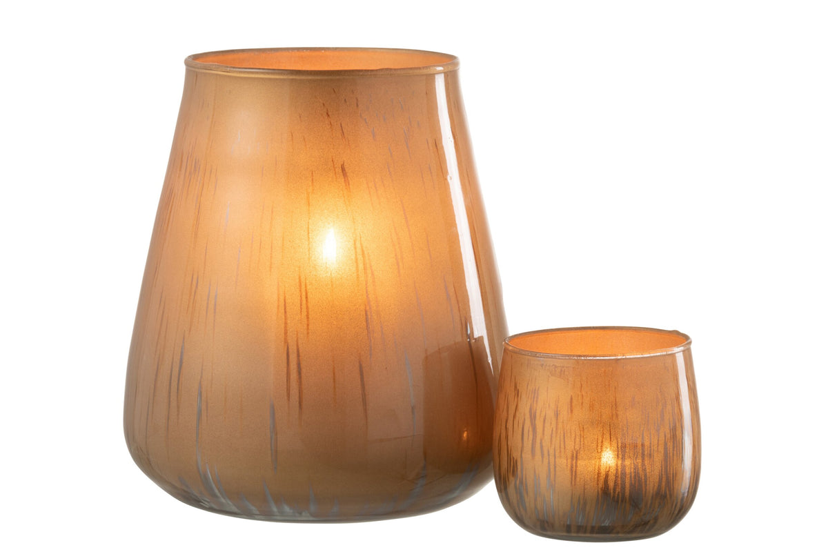 Windlicht Glas Antiek Bruin Large