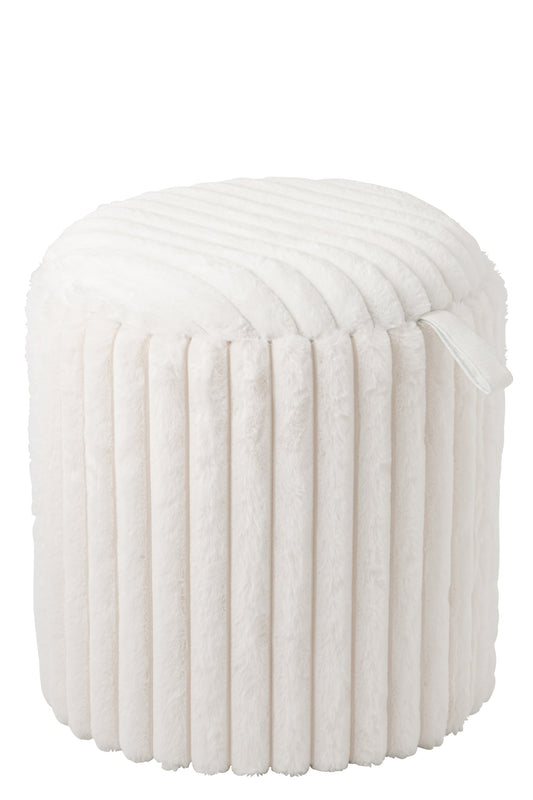 Pouffe + Lid Ribbed MDF White