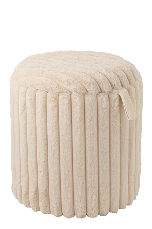 Pouffe + Lid Ribbed MDF Beige
