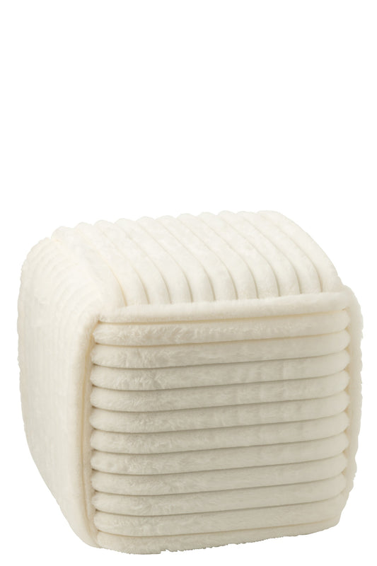 Pouffe Ribbed MDF White
