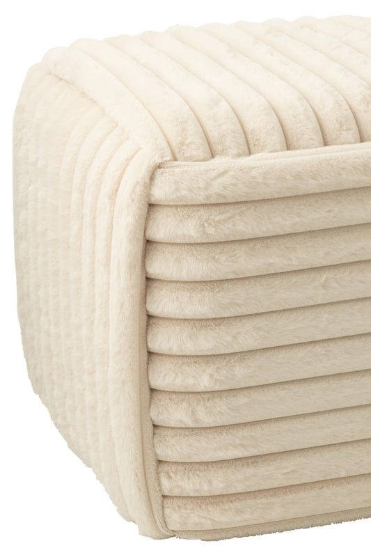 Pouffe Ribbed MDF Beige