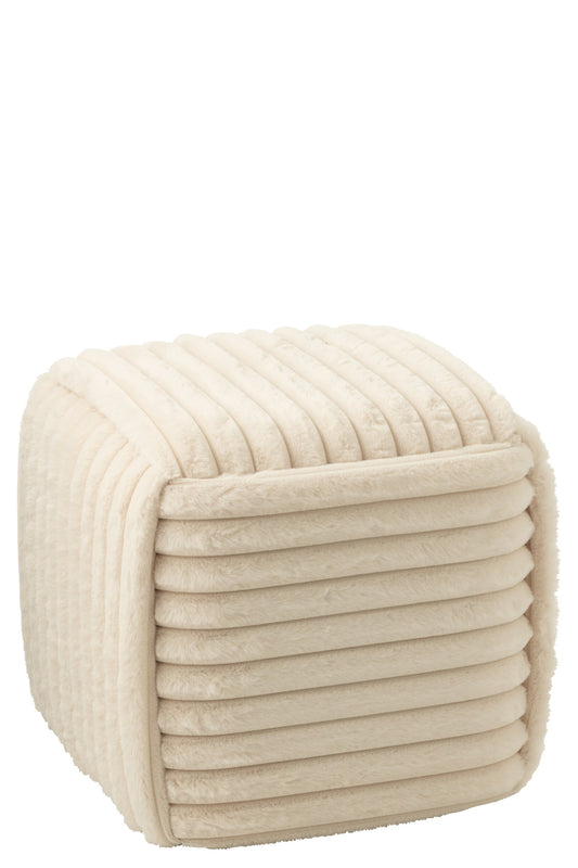 Pouffe Ribbed MDF Beige