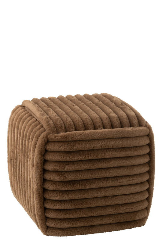 Pouffe Ribbed MDF Brown
