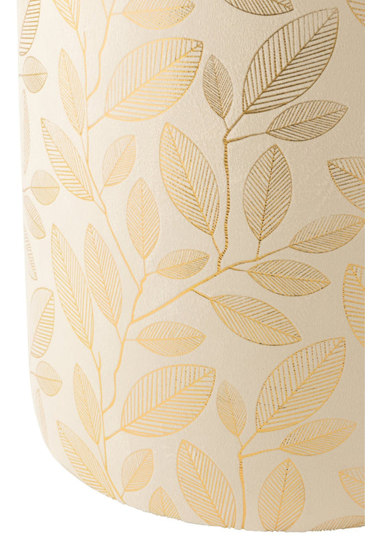 Pouffe Leaves MDF Ecru/Gold