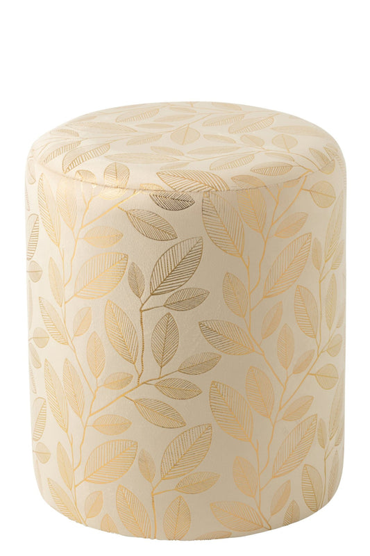 Pouffe Leaves MDF Ecru/Gold