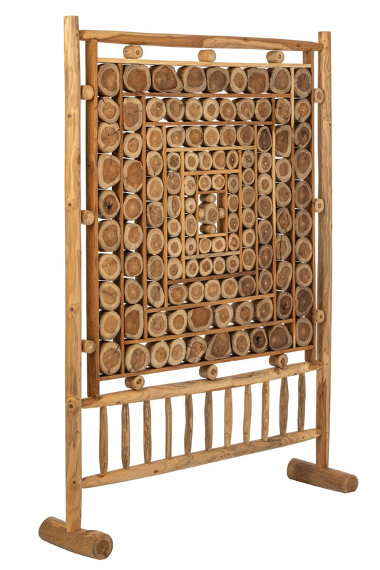 Room Divider Trunk Slices Teak Wood Natural