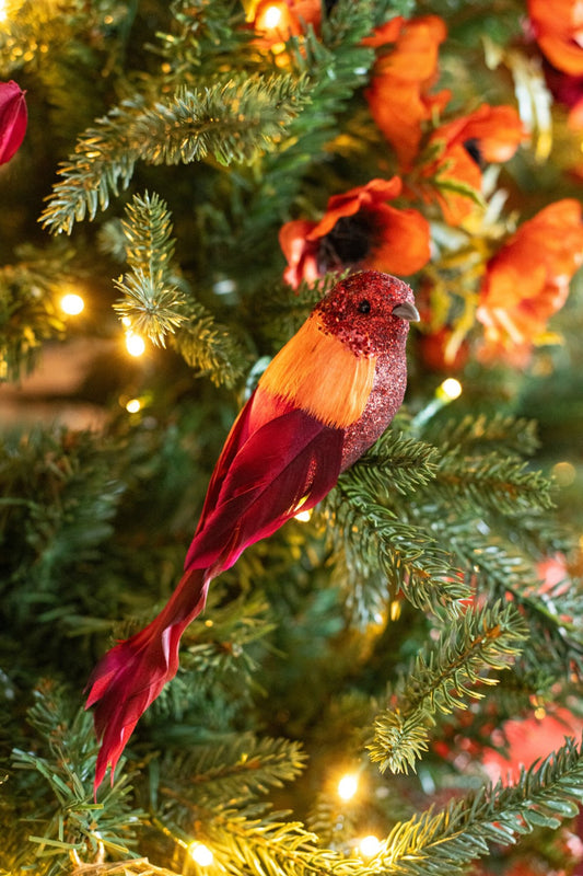Bird + Clip Feather Fuchsia/Orange