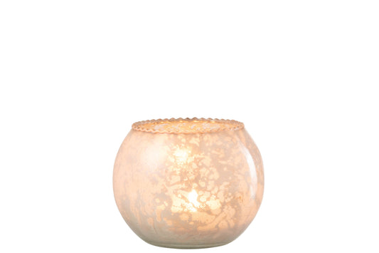 Windlicht Glas Roze Large
