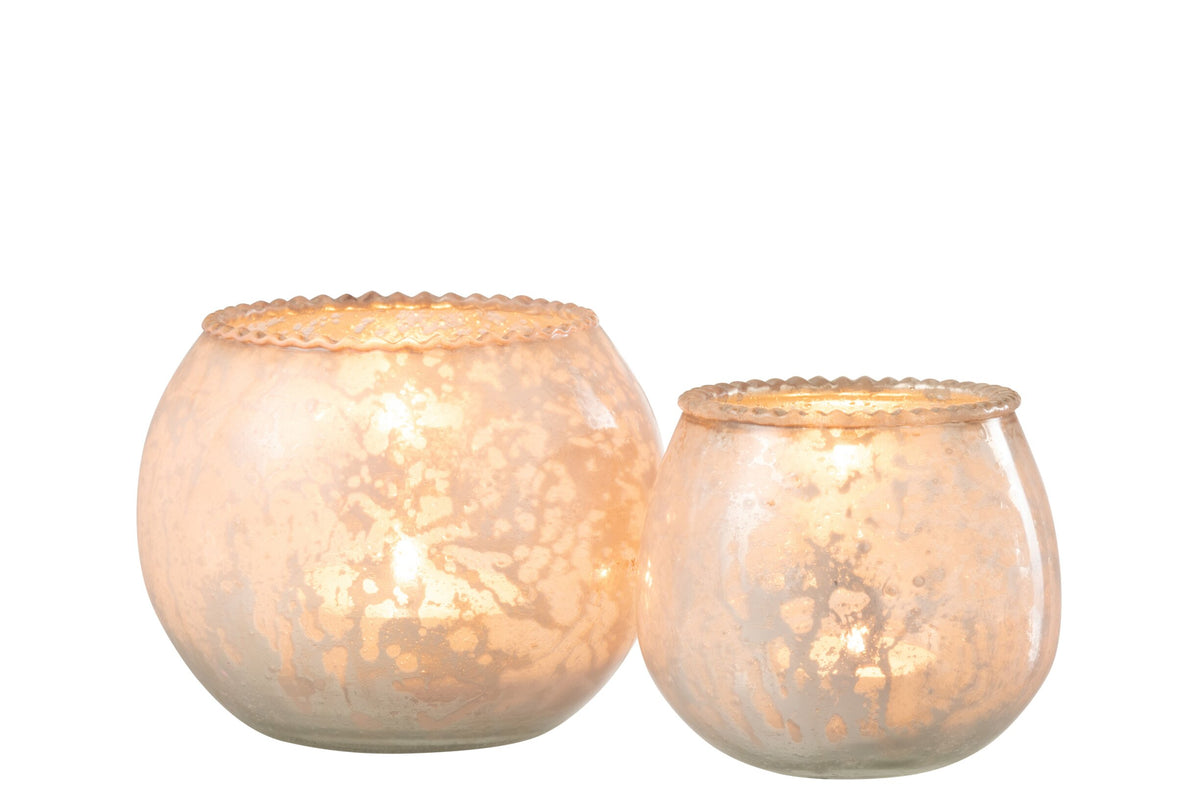 Windlicht Glas Roze Large