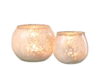 Windlicht Glas Roze Large